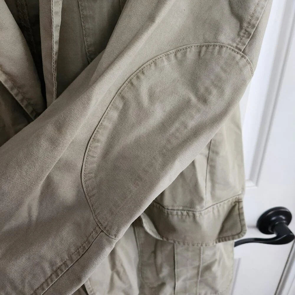 LL Bean Jacket Men 42 42R Green Safari Sport Field Jacket Cotton Blazer Utility
